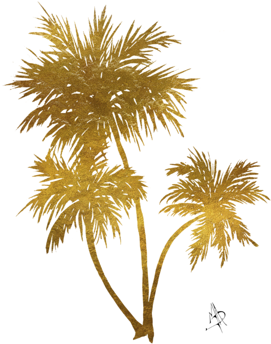 Golden Palm Trees Artwork PNG Image