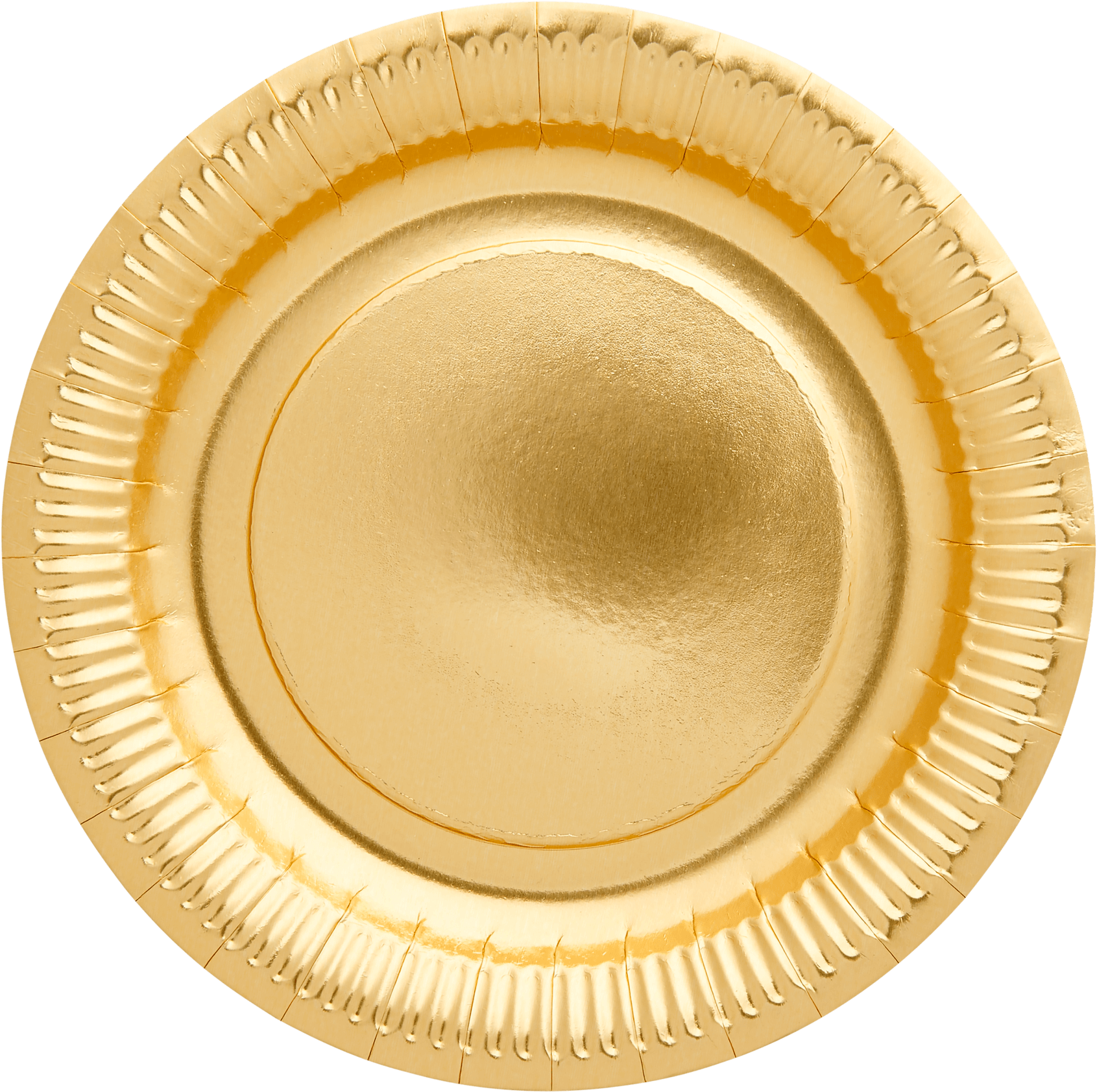 Golden Paper Plate Top View PNG Image