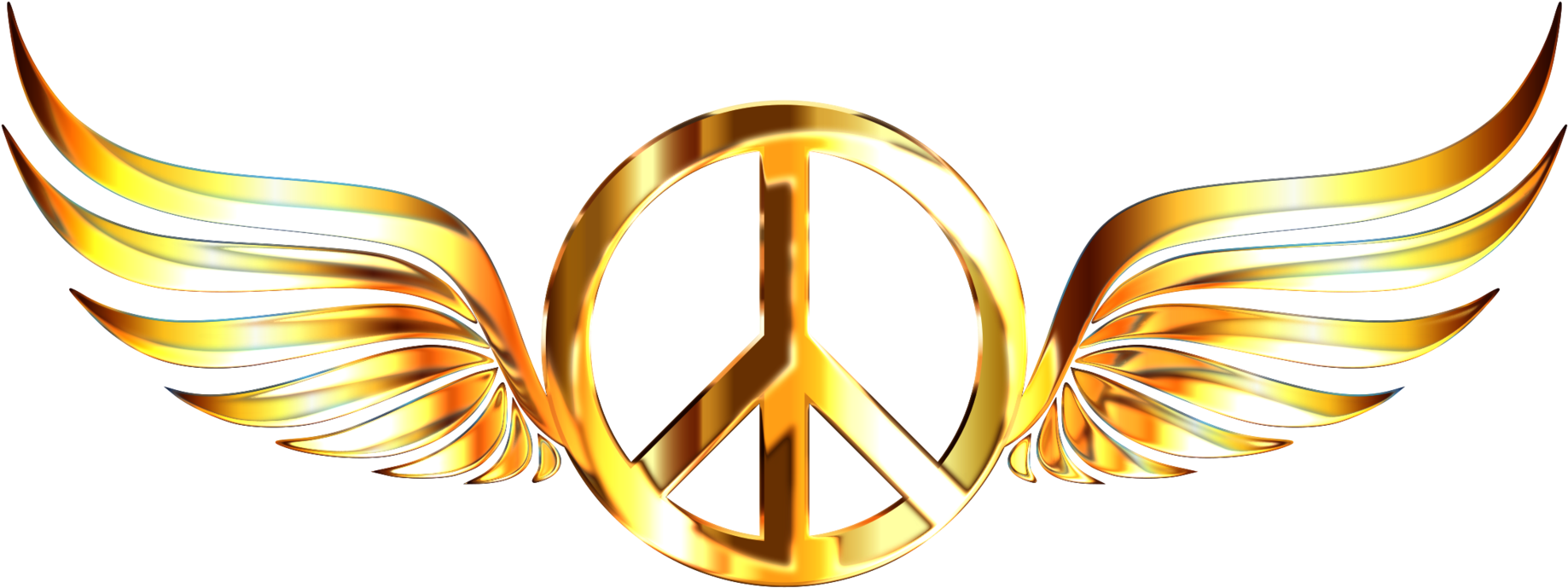 Golden Peace Symbol Wings PNG Image