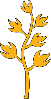 Golden Plant Silhouetteon Black PNG Image