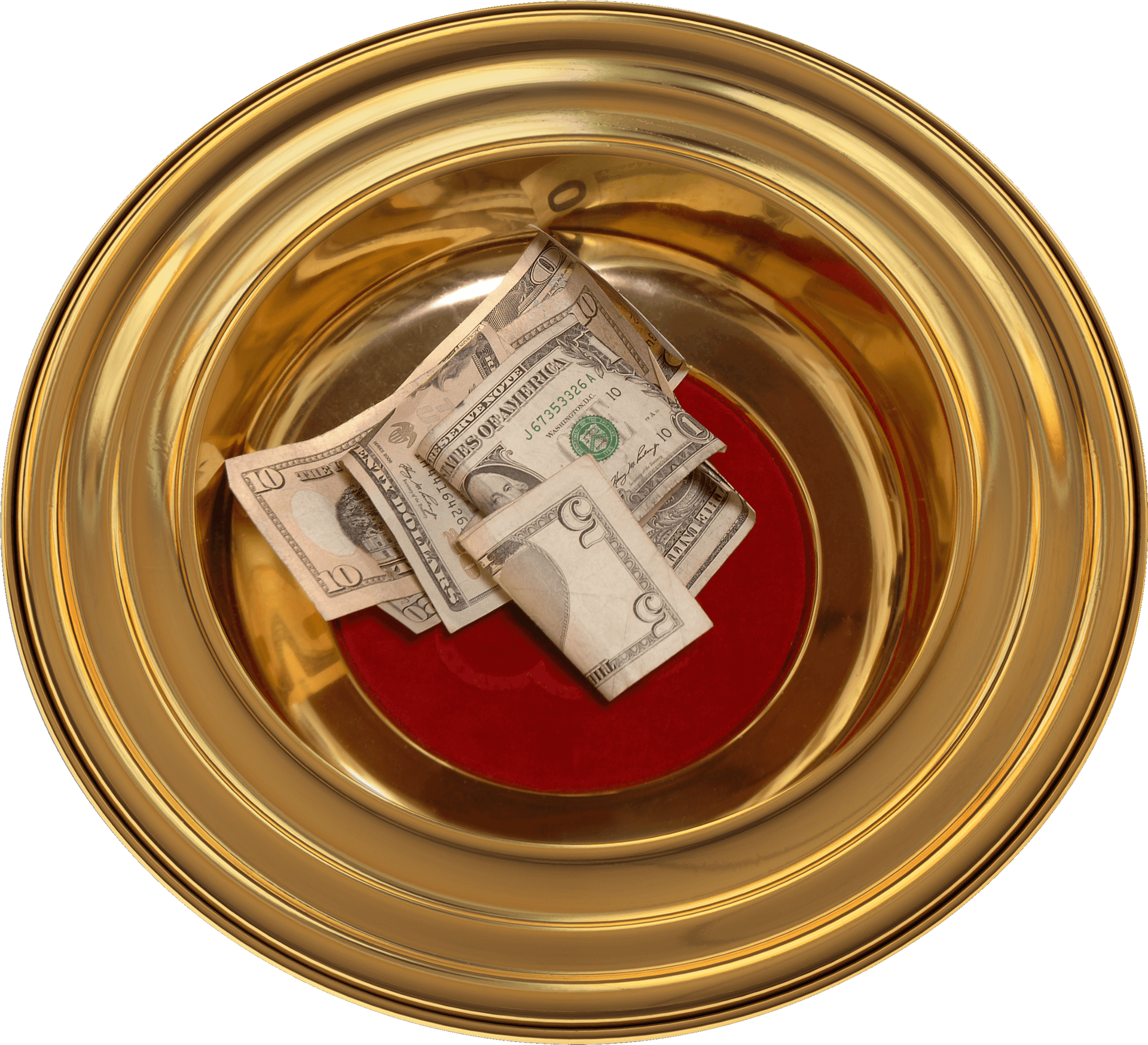 Golden Plate Cash Offering PNG Image