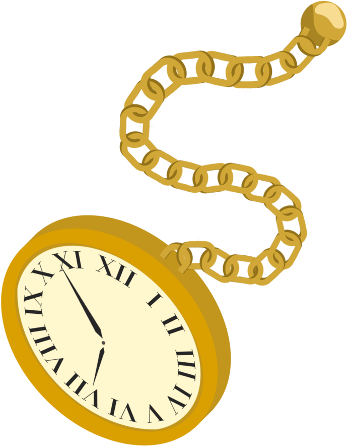 Golden Pocket Watch Illustration PNG Image