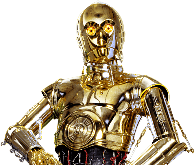 Golden Protocol Droid Portrait PNG Image