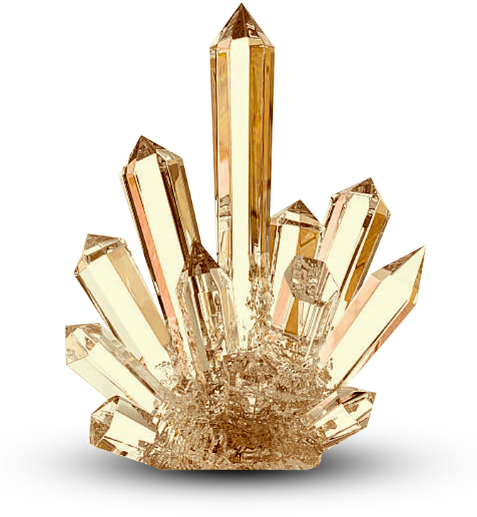 Golden Quartz Crystal Cluster PNG Image