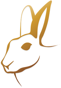 Golden Rabbit Silhouette Graphic PNG Image