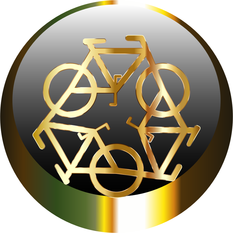 Golden Recycle Symbolon Black Background.png PNG Image