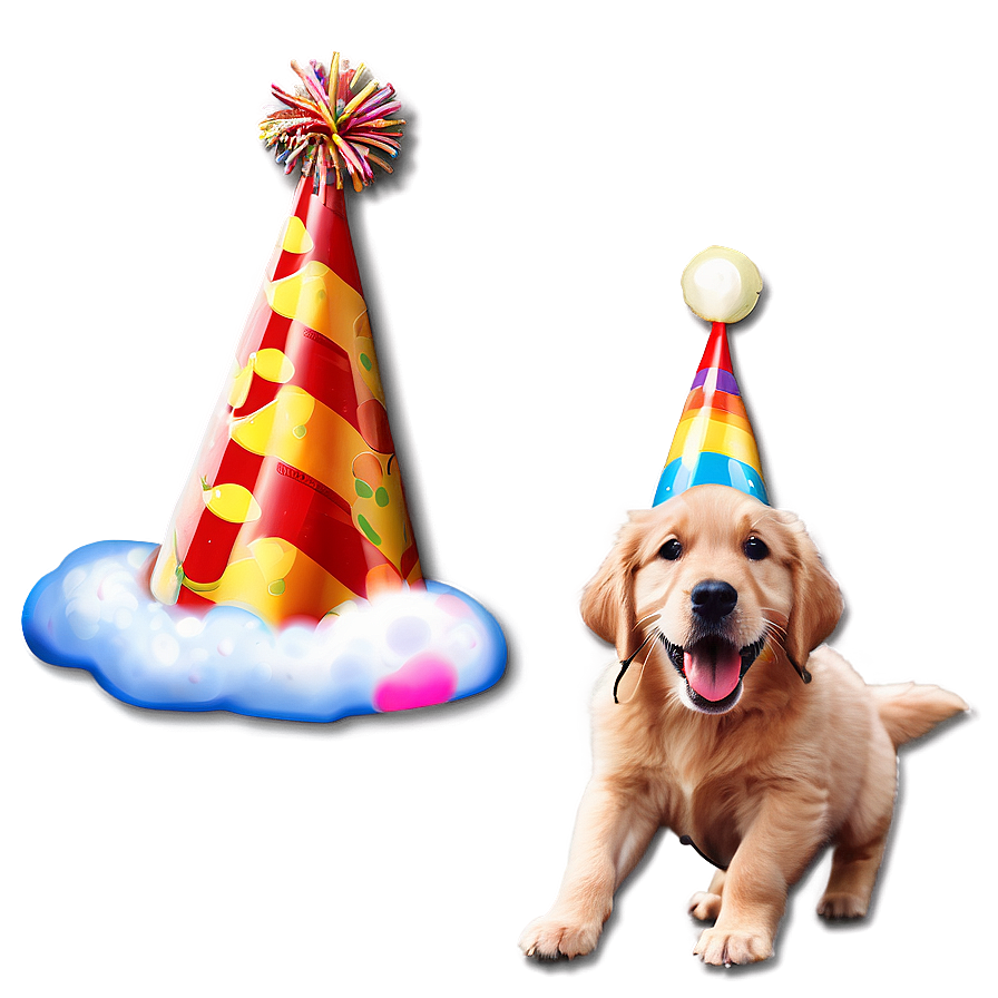 Golden Retriever Puppy Birthday Hat Png Vdy54 PNG Image