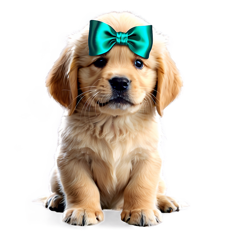 Golden Retriever Puppy With Bow Png 06252024 PNG Image