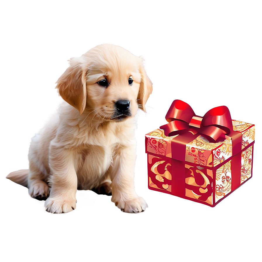 Golden Retriever Puppy With Bow Png Uca PNG Image