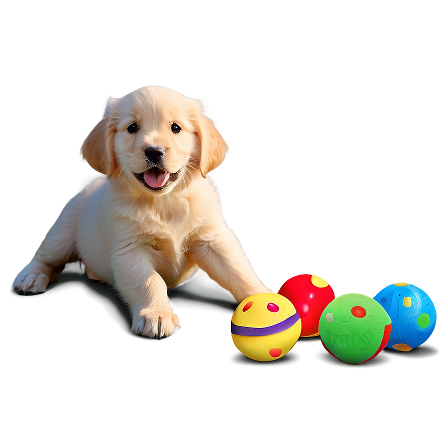 Golden Retriever Puppy With Toys Png 06252024 PNG Image