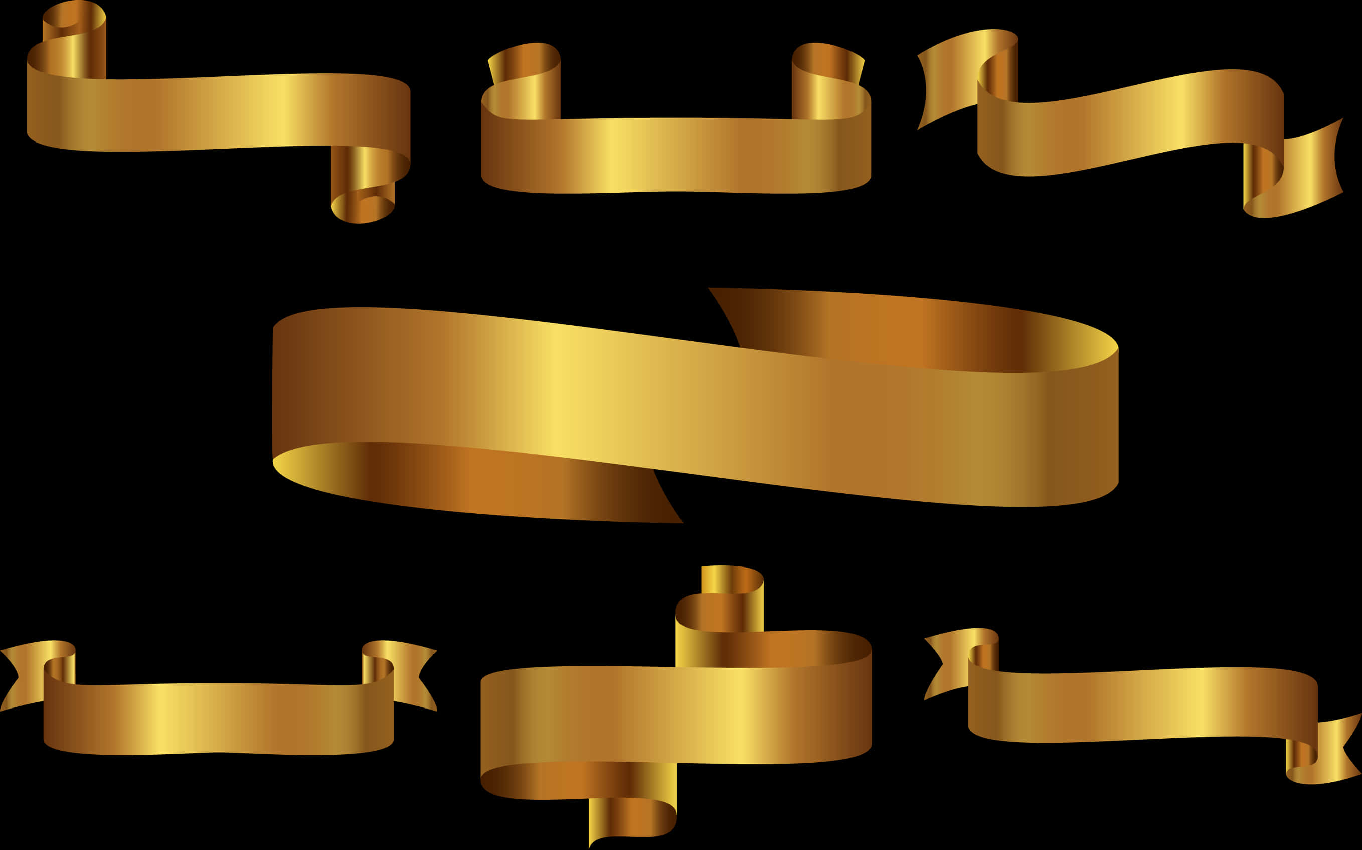 Golden Ribbon Banner Set PNG Image