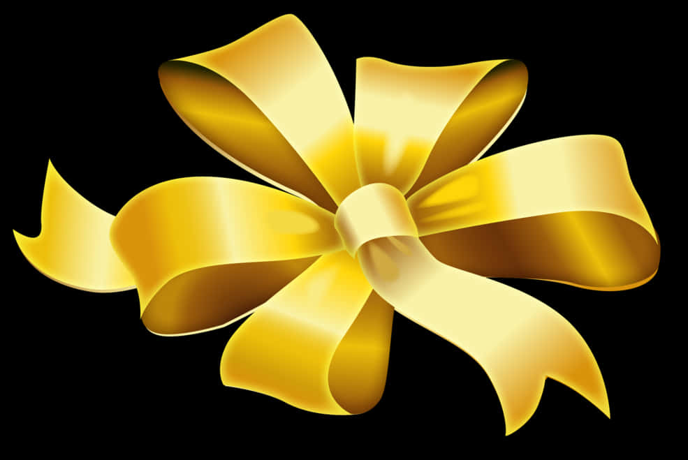 Golden Ribbon Bow Graphic PNG Image