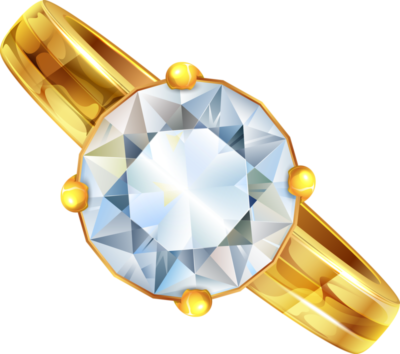 Golden Ringwith Diamond Illustration PNG Image