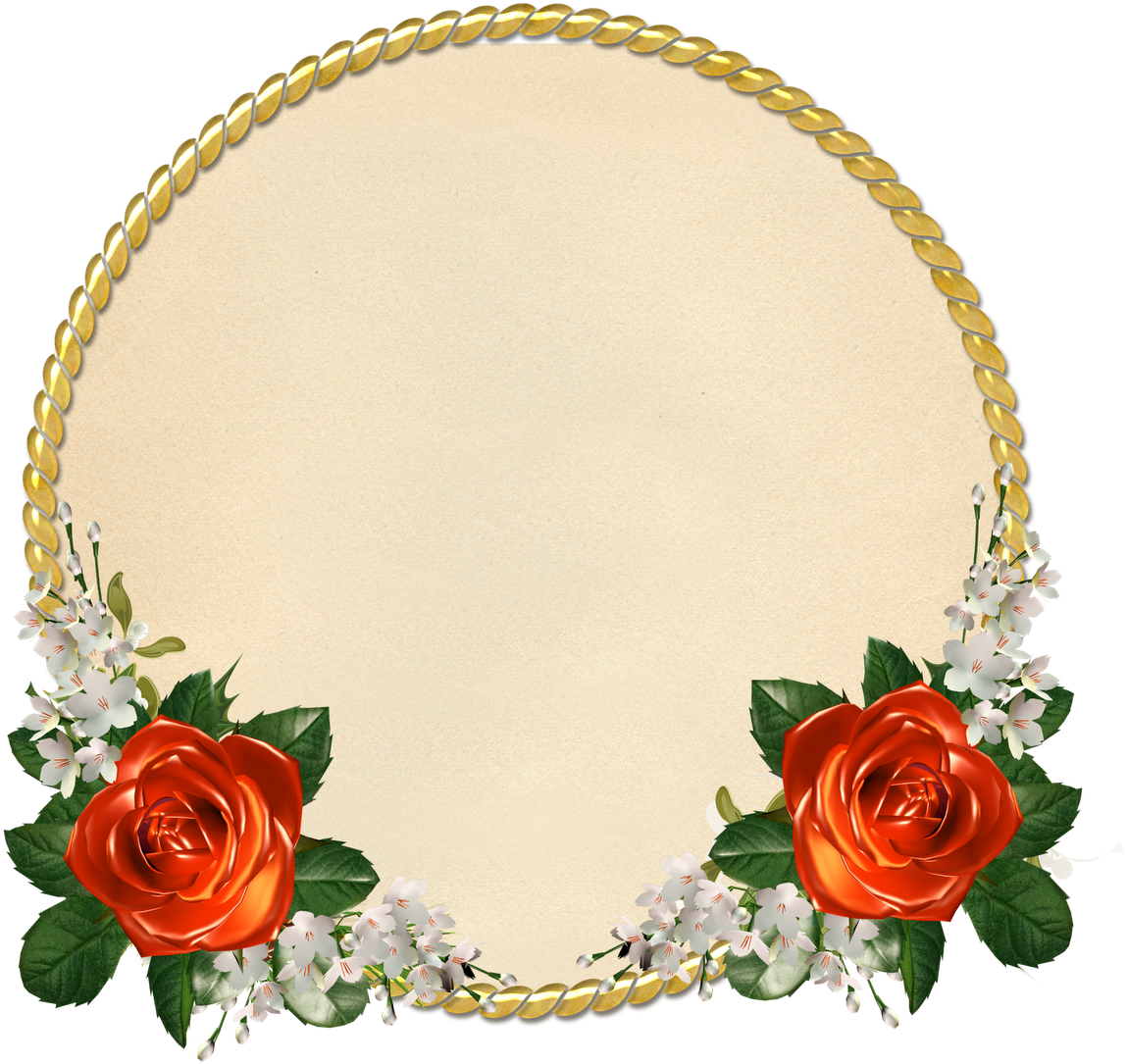 Golden Rope Floral Frame PNG Image