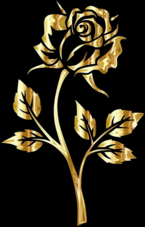 Golden Rose Artwork PNG Image