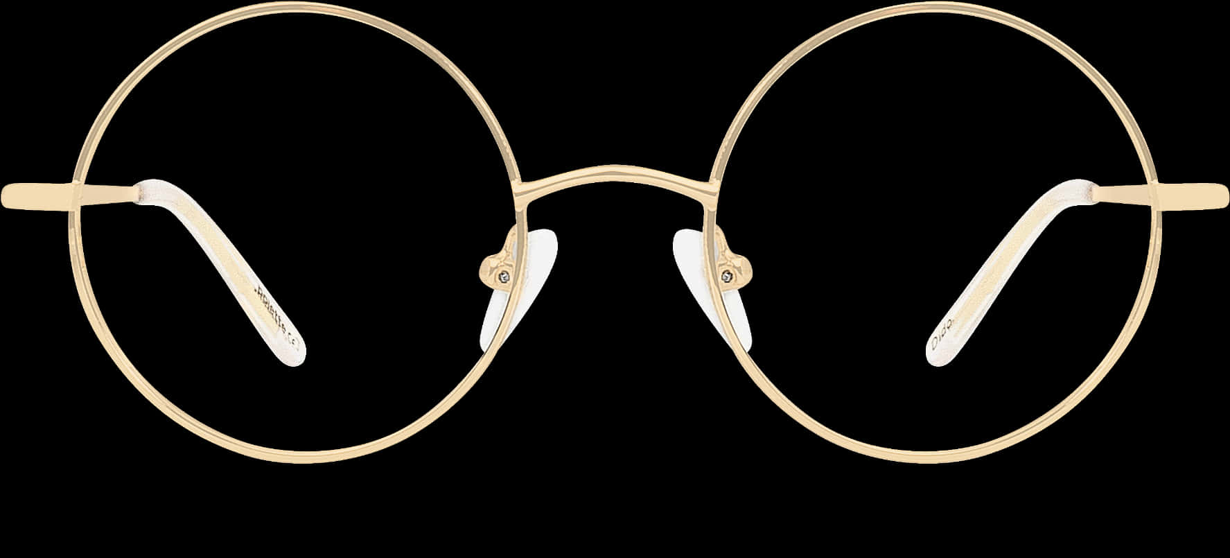 Golden Round Eyeglasses Black Background PNG Image