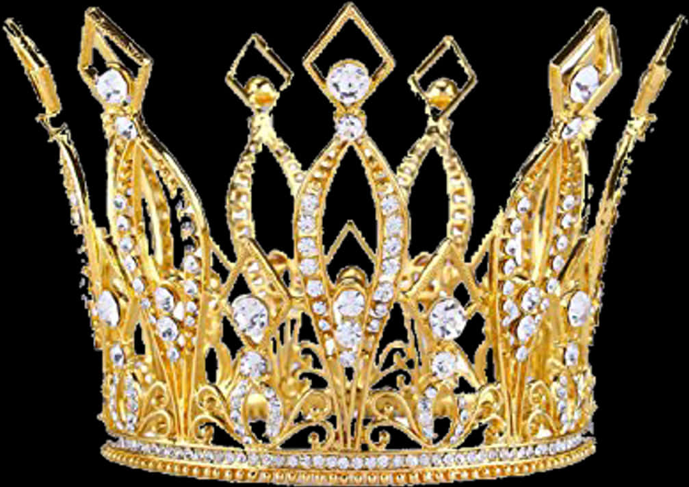 Golden Royal Crownwith Gems PNG Image