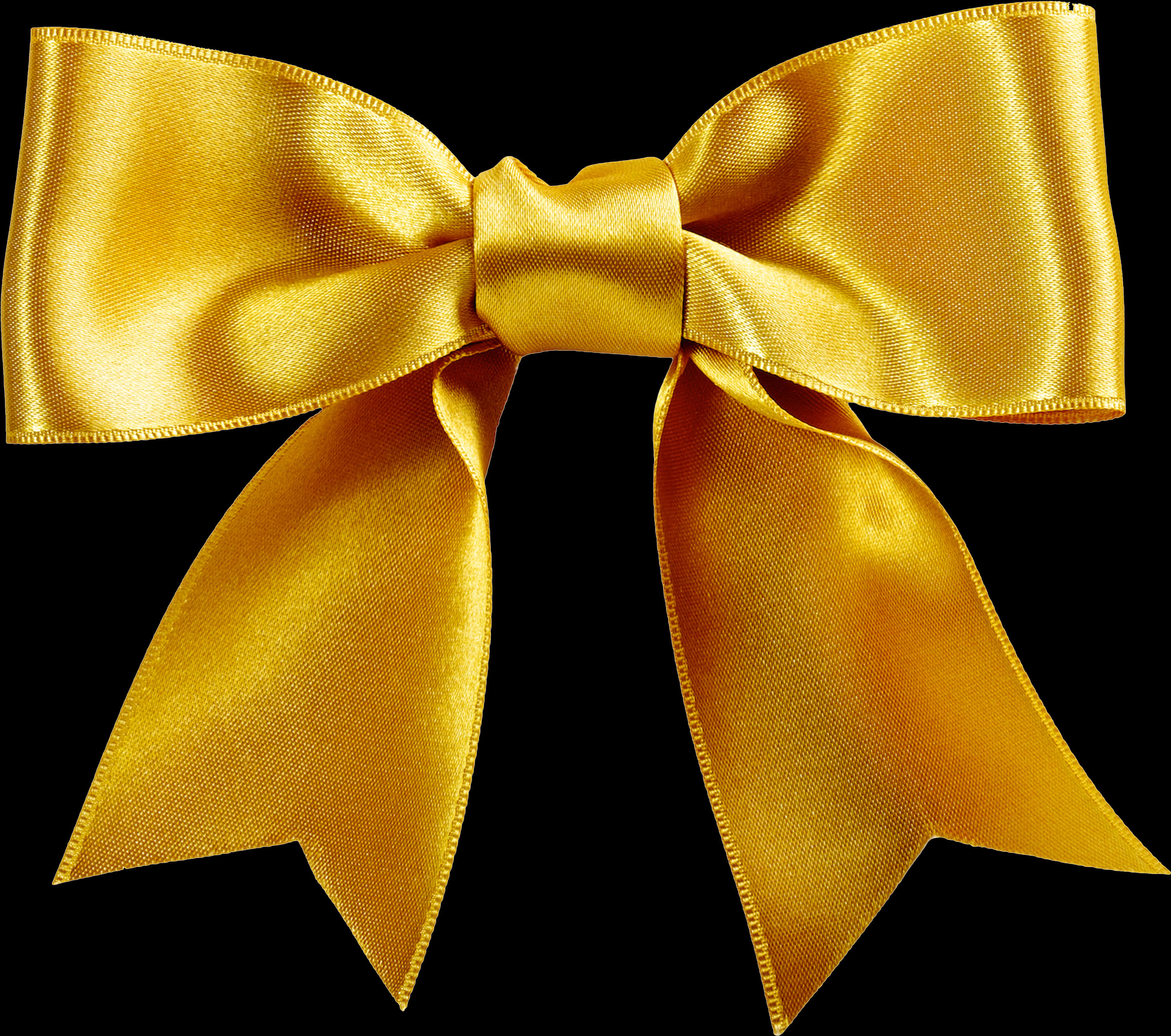 Golden Satin Bow Isolated PNG Image