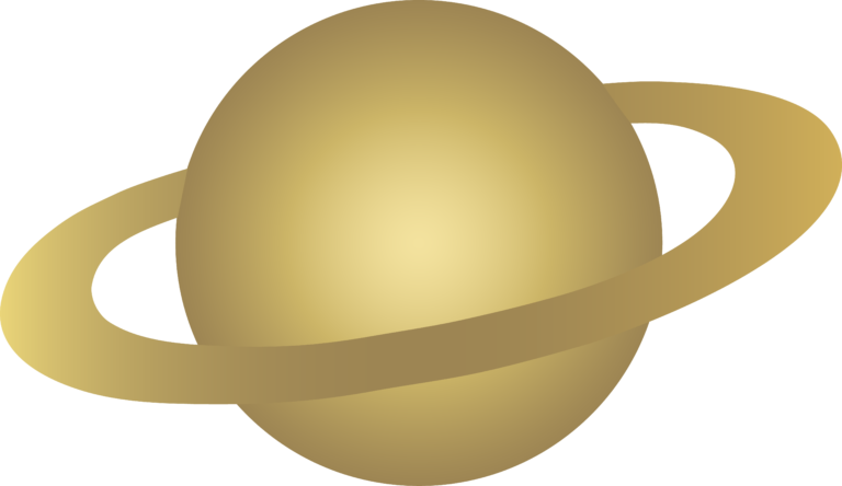 Golden Saturn Illustration PNG Image