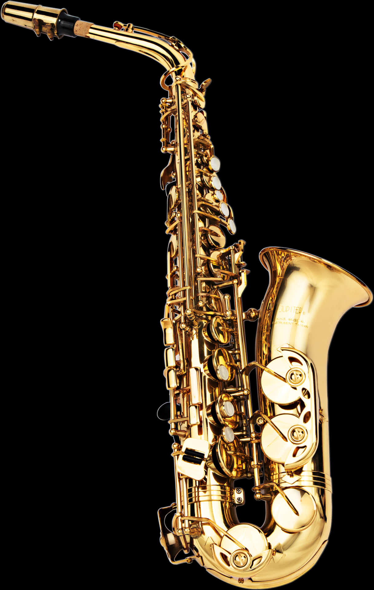 Golden Saxophone Isolated PNG Image