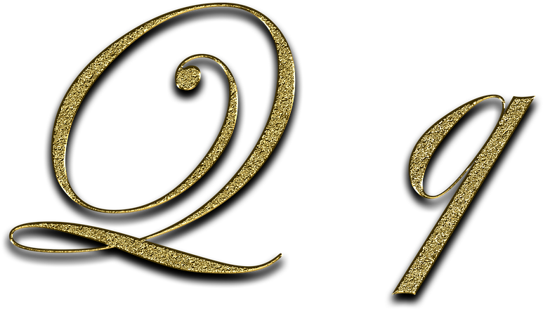 Golden Script Letter Q PNG Image