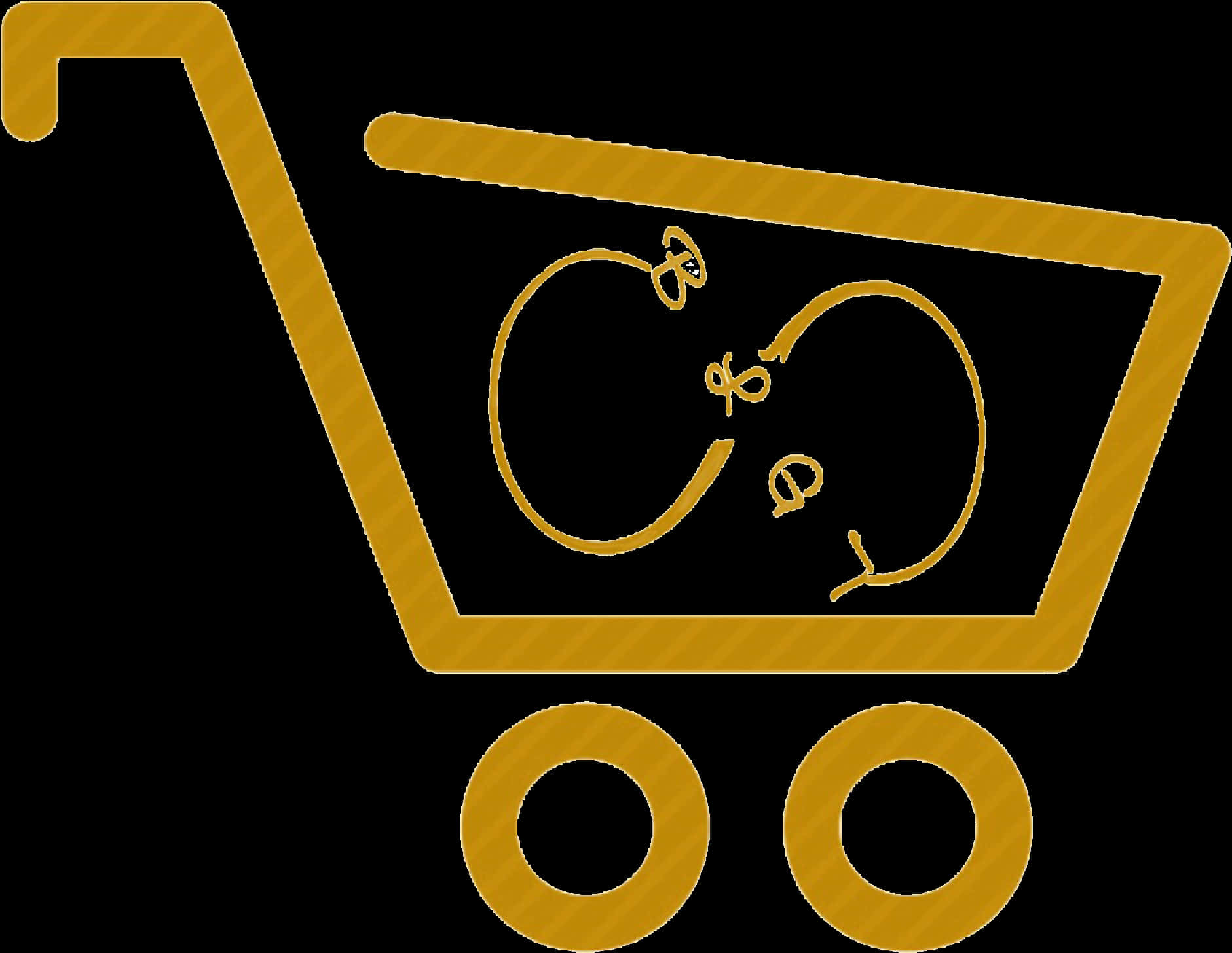 Golden Shopping Cart Outline PNG Image