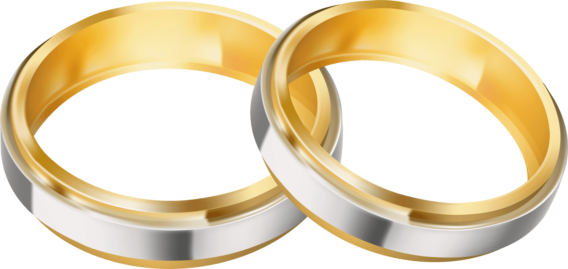 Golden Silver Wedding Rings Clipart PNG Image