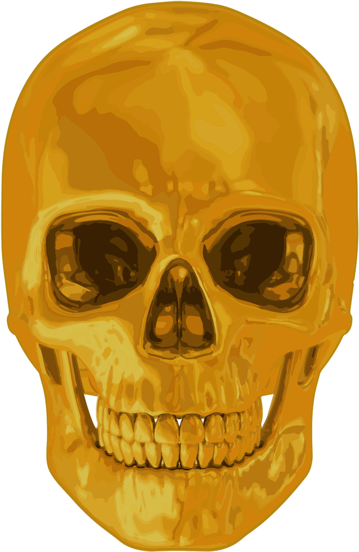 Golden Skull Illustration PNG Image