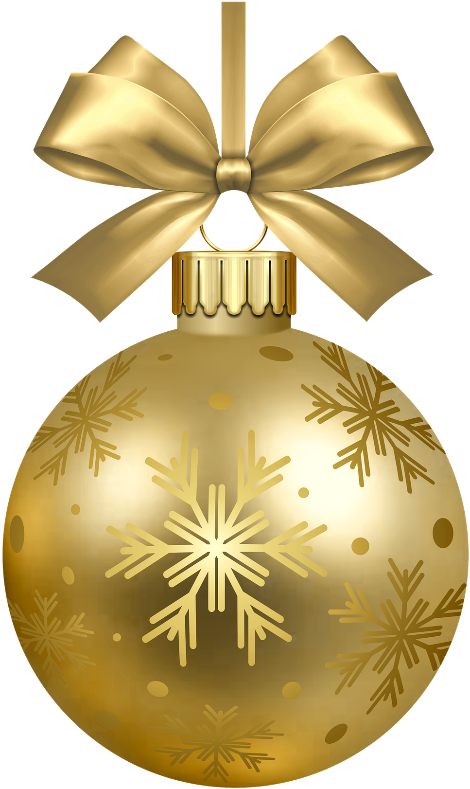 Golden Snowflake Christmas Ornament PNG Image