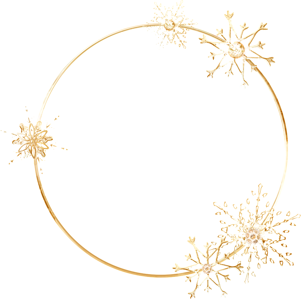 Golden Snowflake Circle Border PNG Image