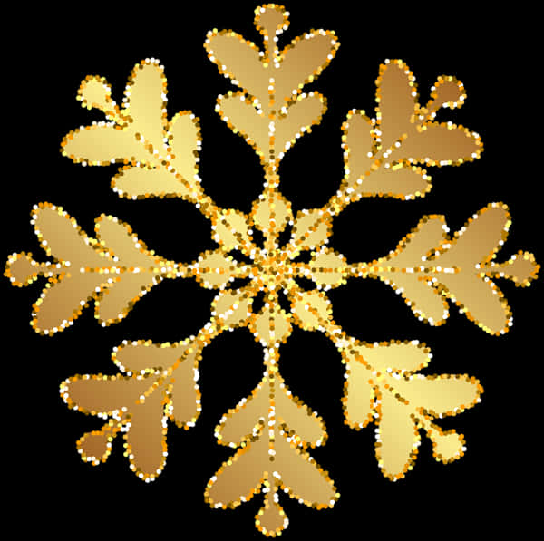 Golden Snowflake Design PNG Image