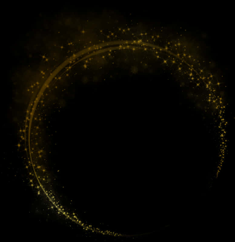 Golden Sparkle Circle Frame PNG Image