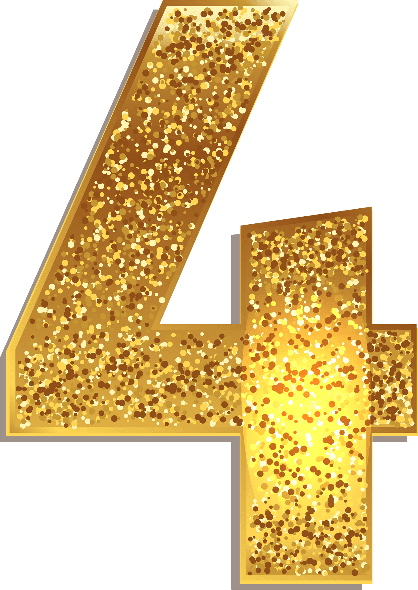 Golden Sparkle Number Four PNG Image