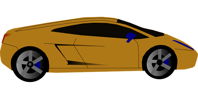 Golden Sports Car Illustration PNG Image