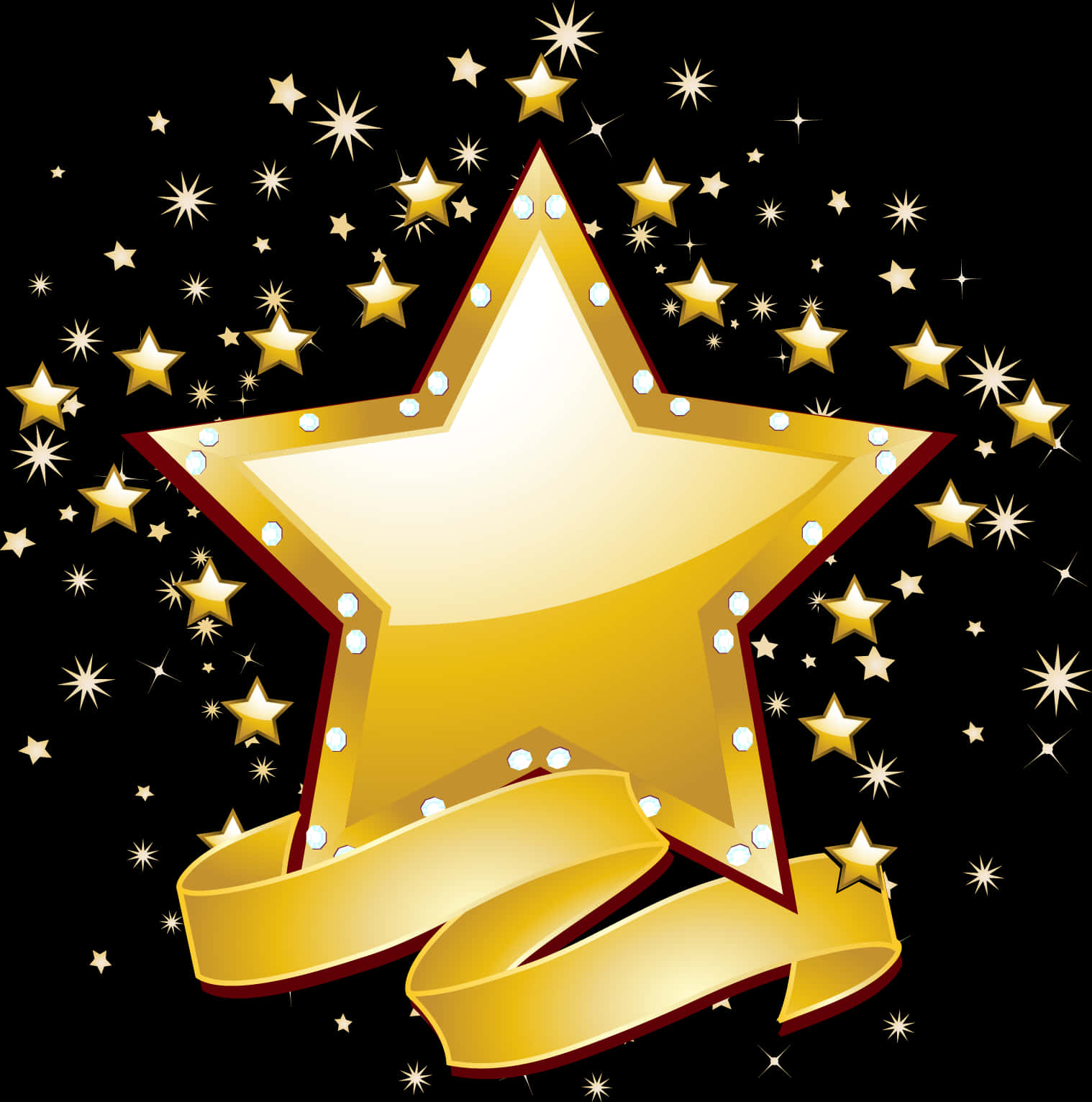 Golden Star Award Illustration PNG Image