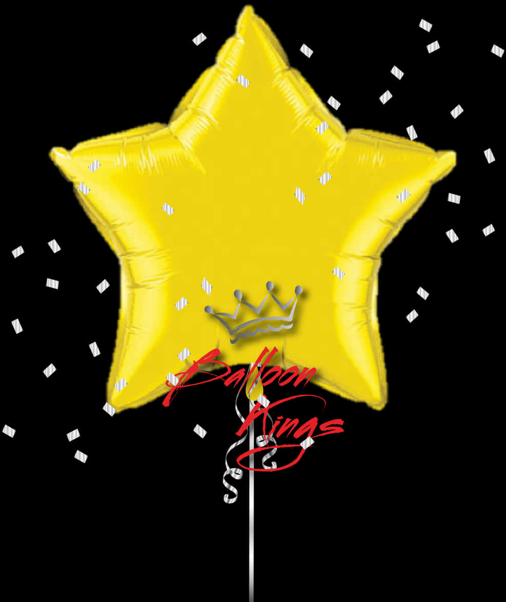 Golden Star Balloonwith Confetti PNG Image