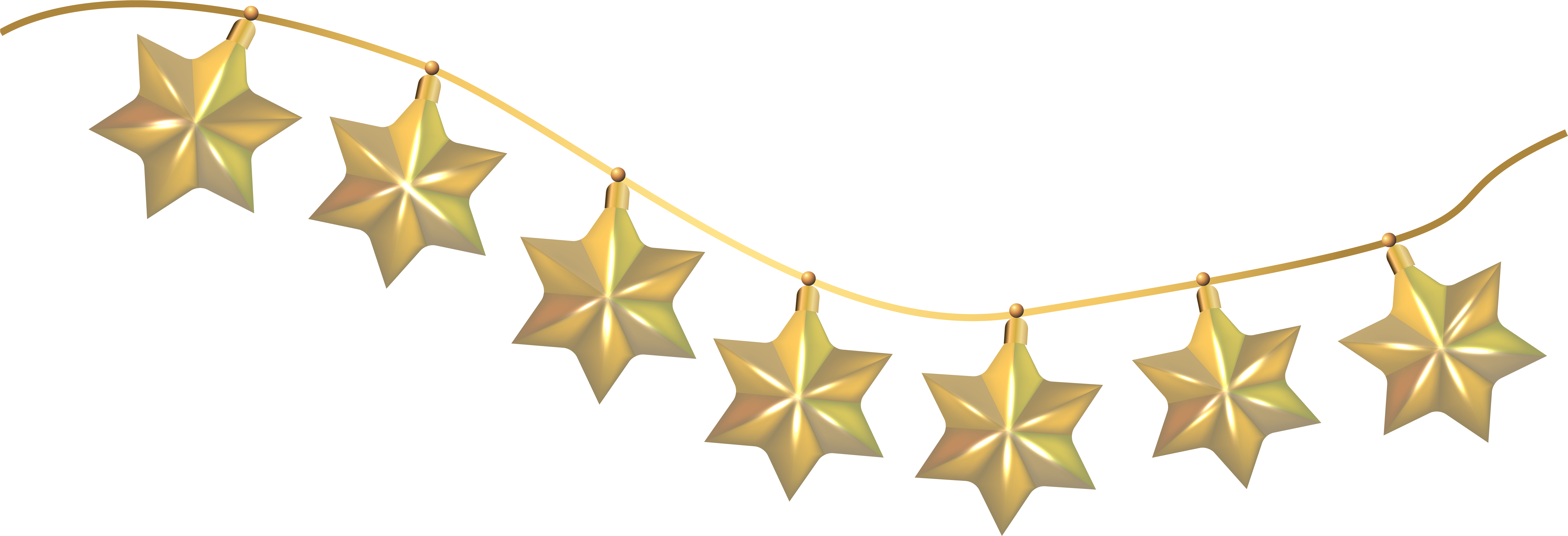 Golden Star Garland Decoration PNG Image