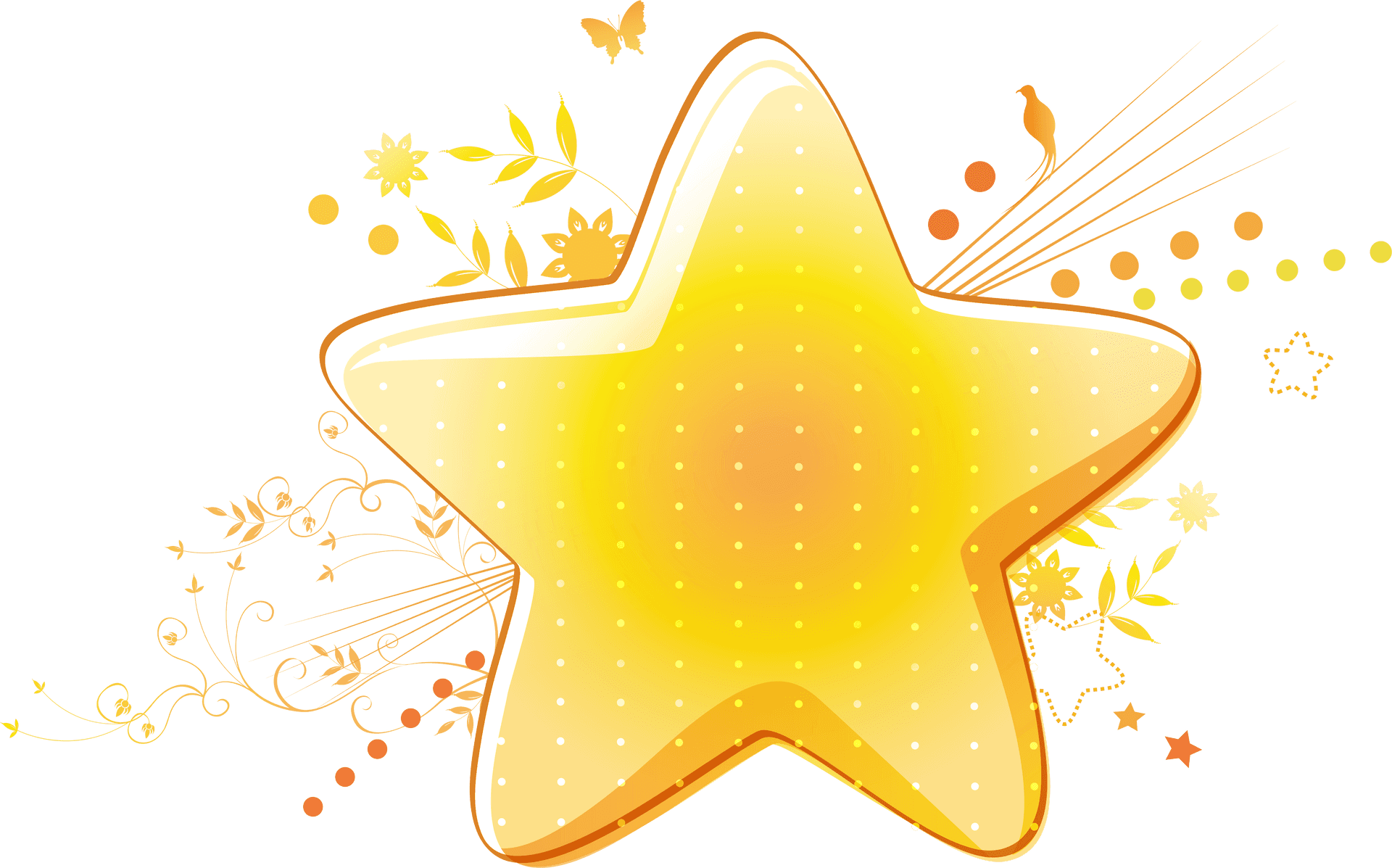 Golden Star Illustration PNG Image