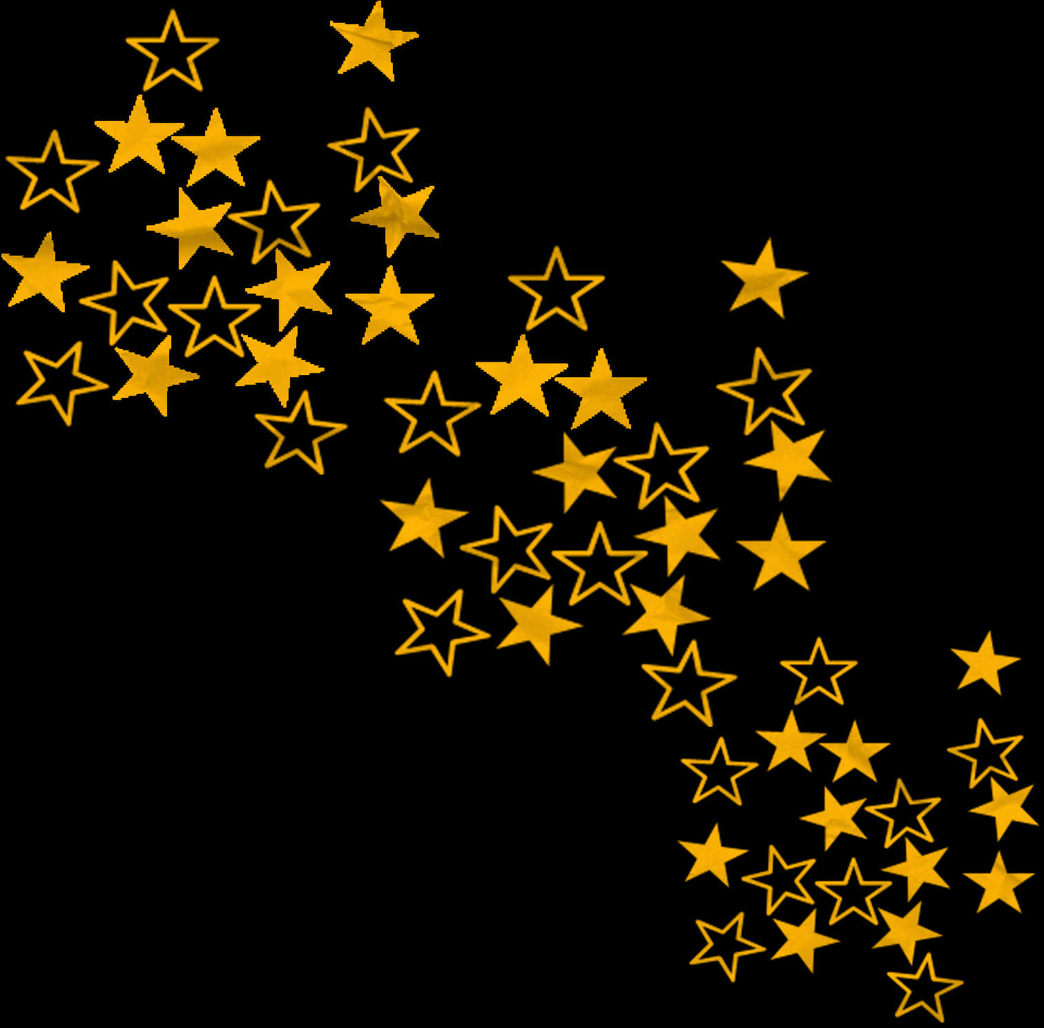 Golden Star Patternon Black Background PNG Image