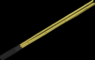 Golden Telescopic Baton Black Handle PNG Image