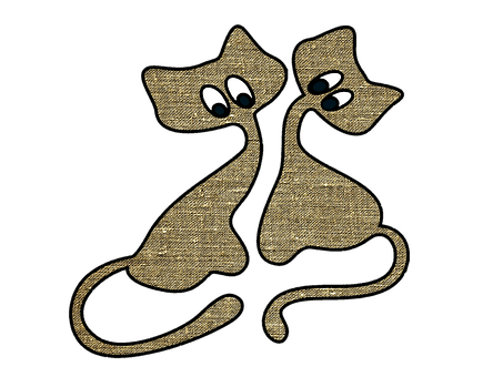 Golden Textured Cats Artwork PNG Image