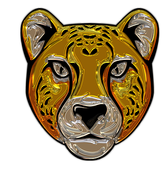 Golden Tiger Head Artwork PNG Image