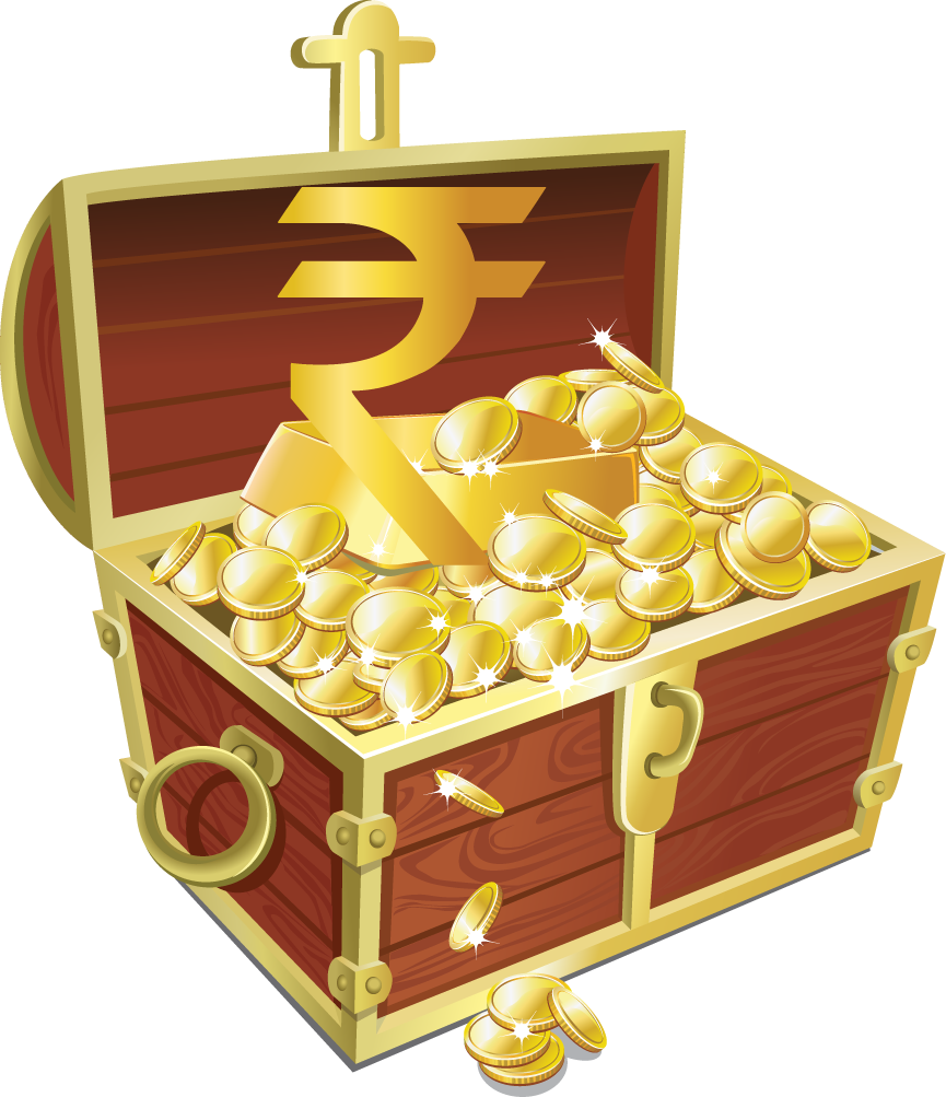 Golden Treasure Chest Fullof Coins PNG Image