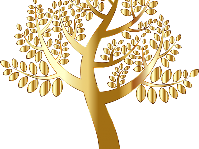 Golden Tree Graphicon Teal Background PNG Image