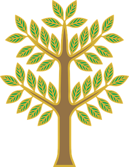 Golden Tree Illustration PNG Image