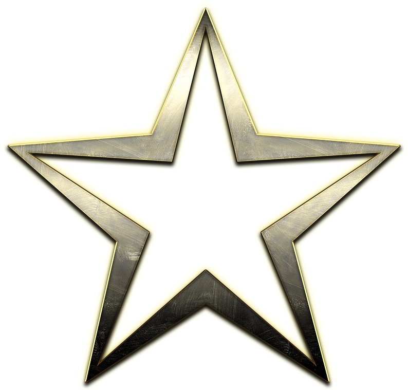 Golden Trimmed Star Outline PNG Image