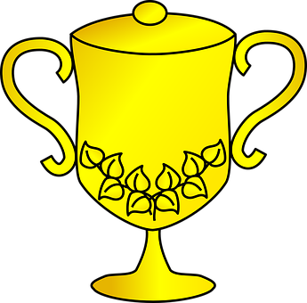 Golden Trophy Vector Illustration PNG Image