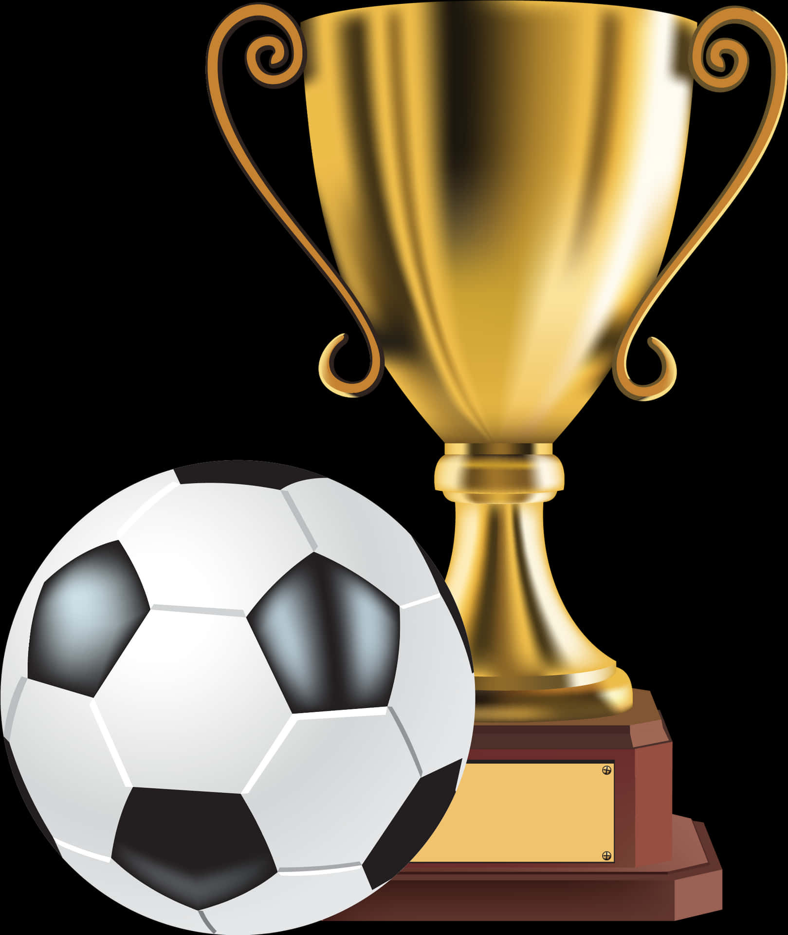 Golden Trophyand Soccer Ball PNG Image