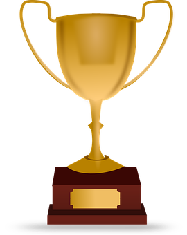 Golden Trophyon Black Background PNG Image