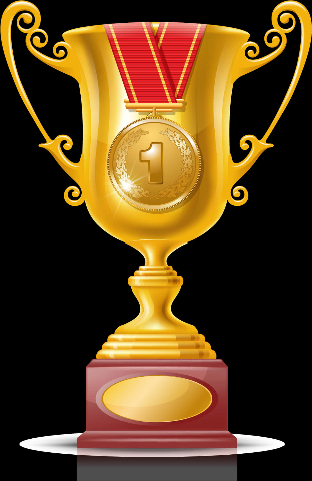 Golden Trophywith Medal First Place PNG Image